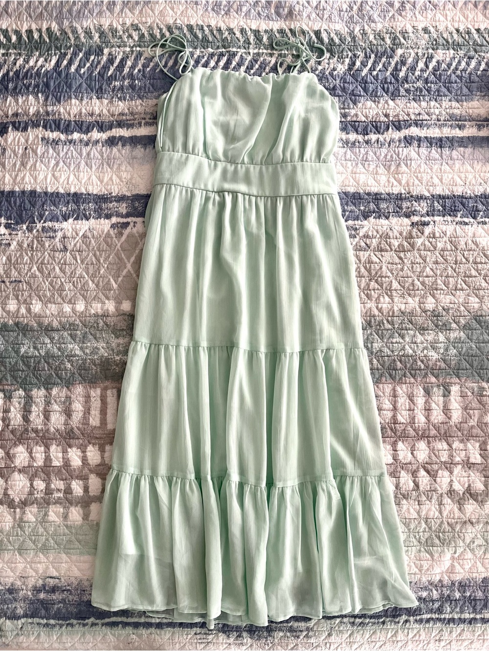 NSR Mint Green Tiered Midi Dress with Spaghetti Straps 10109